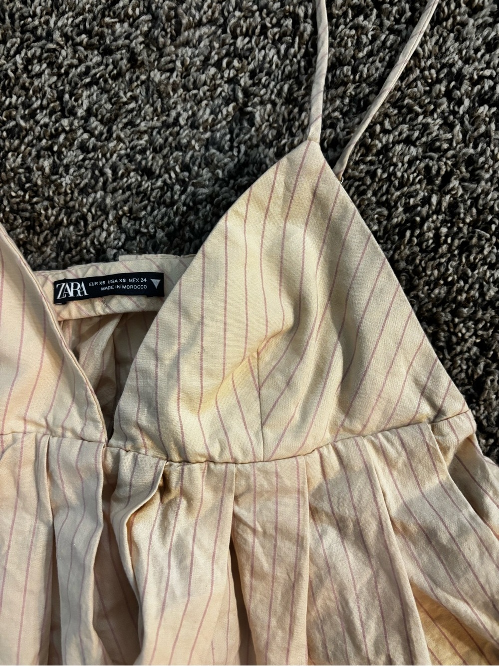 Zara Cream and Pink Striped Spaghetti Strap Camisole